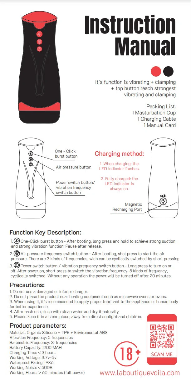 Automatic Male Masturbator, Constricting & Vibrating by Boutique Voila - Image 8